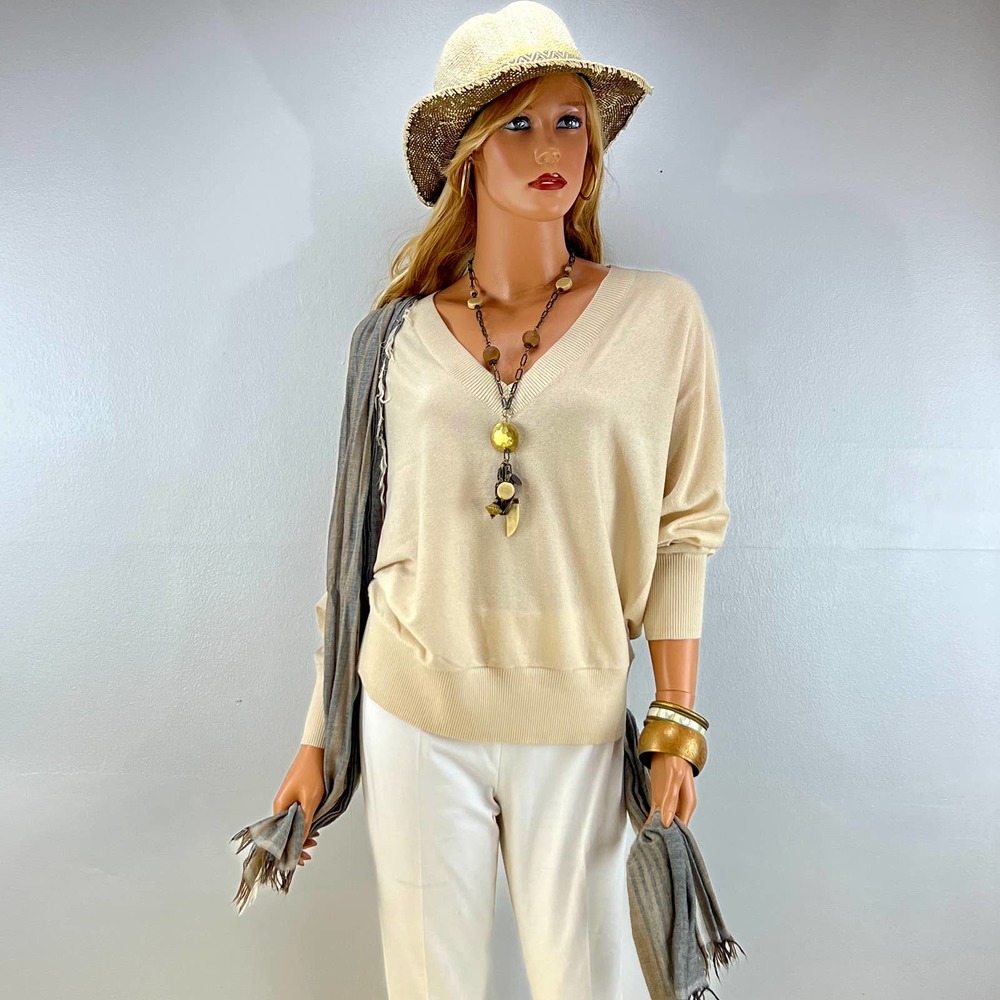 DOUBLE V DOLMAN SLEEEVE SWEATER BEIGE XL NWT EXPRESS